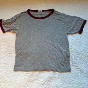 grey 🤍 vintage john galt crop tee w burgundy trim 
brandy melville ~ john galt